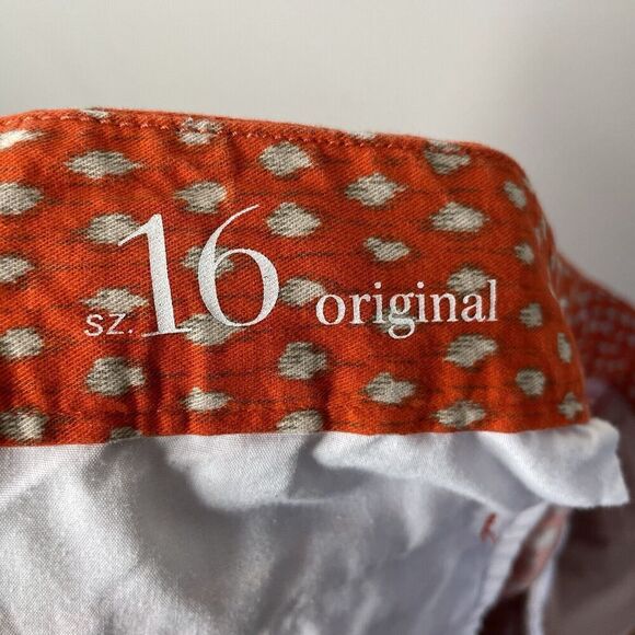 Ann Taylor LOFT Shorts Women 16 Orange Dot Flat Front Chino 100% Cotton - Picture 8 of 9